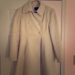 White Flared Pea Coat